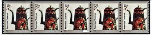 SC#3612 5¢ Toleware Coffeepot Reprint Plate Strip of Five: #S1111111 (2012) MNH