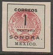 MEXICO 405, 1¢ SONORA ANVIL SEAL, MINT, NO GUM (AS ISSUED). VF