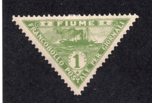 Fiume 1920 1c gray green Steamer Newspaper, Scott P4 MH, value = $4.00
