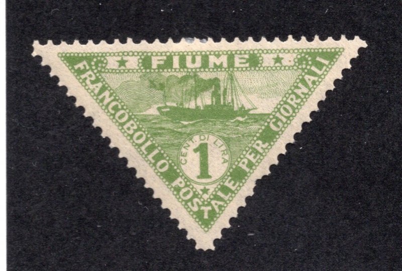 Fiume 1920 1c gray green Steamer Newspaper, Scott P4 MH, value = $4.00