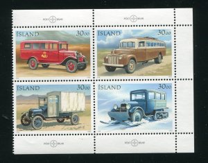Iceland 759a Mair Trucks Block of 4 Stamps MNH 1992