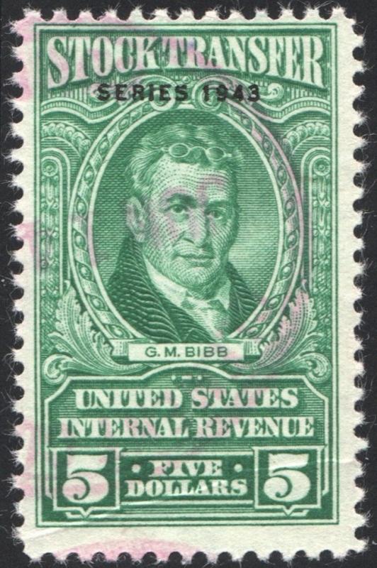 RD154 $5.00 Revenue: Stock Transfer (1943) Used