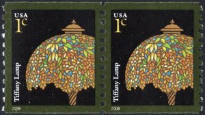 SC#3758A 1¢ Tiffany Lamp Coil Pair (2008) MNH