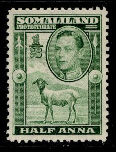 SOMALILAND PROTECTORATE GVI SG93, ½a green, M MINT.