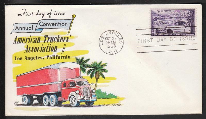 U.S. 1025 Truckers 1953 Fluegel U/A FDC A96