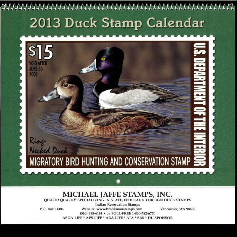 2013 DUCK STAMP CALENDAR - GREAT PICTURES & COLLECTIBLE, OR SAVE UNITL 2030!