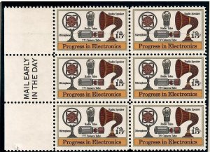 US # 1502  Electronics Progress F-VF OG NH Mail Early Block of 6 - I Combine S/H