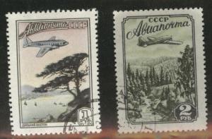 Russia Scott C91-92 used 1955 airmail stamp set