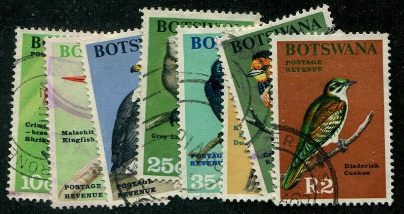 HERRICKSTAMP BOTSWANA Sc.# 25-32 Used Birds. Scott Retail $29.00