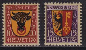Switzerland 1918 Semi-Postal Stamps. Shield of Cantons Uri & Geneva XF/NH(**)