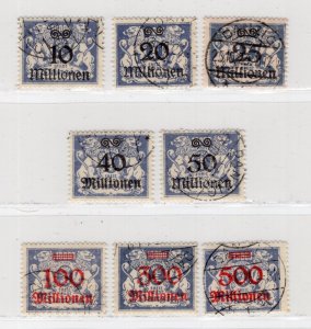 GERMANY DANZIG 1923 INFLATION OVERPRINT ISSUE MICHEL 169-177 PERFECT CTO USED