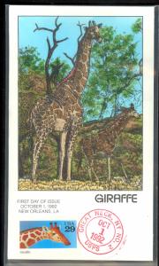 USA 1992 29c GIRAFFE Sc 2705 on COLLINS HANDPAINTED FDC