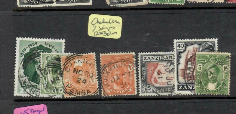 ZANZIBAR  (PP1206B)  LOT CHAKI CHAKI  CANCELS  6 SINGLES   VFU