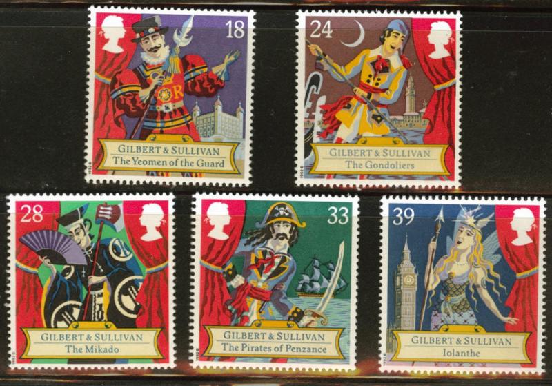 Great Britain Scott 1458-1462 MNH** 1992 Gilbert&Sullivan set