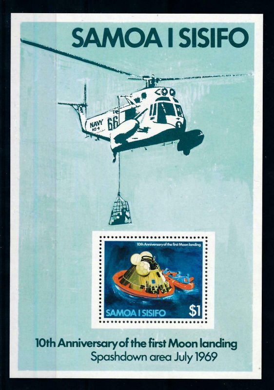 [102255] Samoa 1979 Space travel weltraum Apollo 11 helicopter Sheet MNH