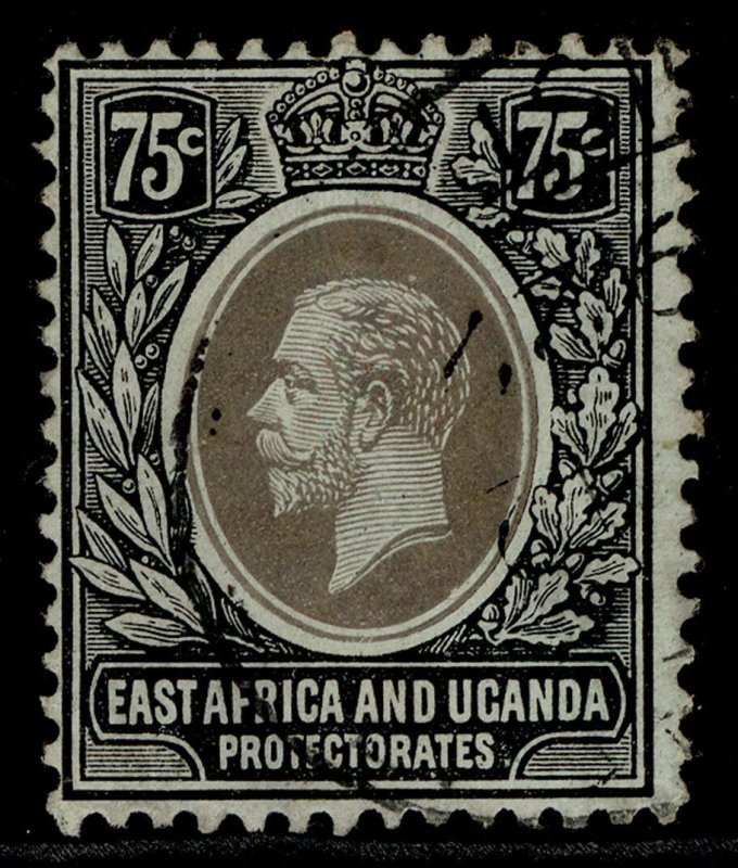 EAST AFRICA and UGANDA GV SG52b, 75c blue-green-olive, FINE USED.