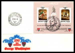 Hungary 2753 George Washington Souvenir Sheet U/A FDC