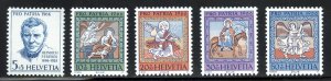 Switzerland B355-59  MNH,   Pro Patria Ceiling Paintings  Set  1966.