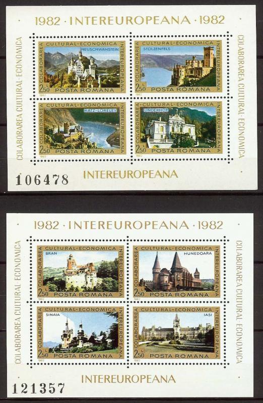 1982 ROMANIA - RUMANIEN - INTEREUROPIAN - Sc# 3068-3069 Sheet of 4 - ** MNH / VF