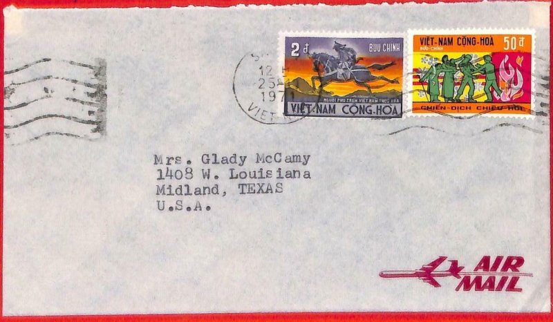 aa3566  - VIETNAM -  Postal History - AIRMAIL  COVER to the USA  1971