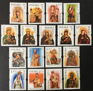 Poland 2004 MNH Stamps Scott 3734-3750 Virgin Mary Icons