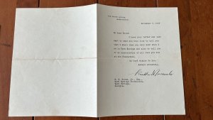 PRESIDENT FRANKLIN D ROOSEVELT SIGNED 1939 LETTER ON WHITE HOUSE STATIONARY