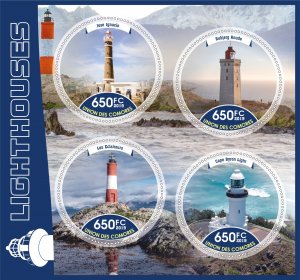 Stamps. Lighthouses 2019 year 1+1 sheets perforated