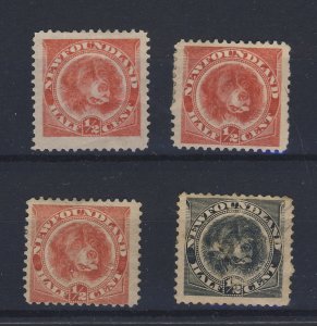 4x Newfoundland 1/2c Dog  Mint Stamps 3x #56 1x #58 Guide Value = $41.00