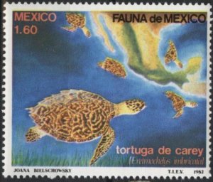 Mexico 1281 (mnh) 1.60p hawksbill turtles (Eretmochelys imbricata) (1982)