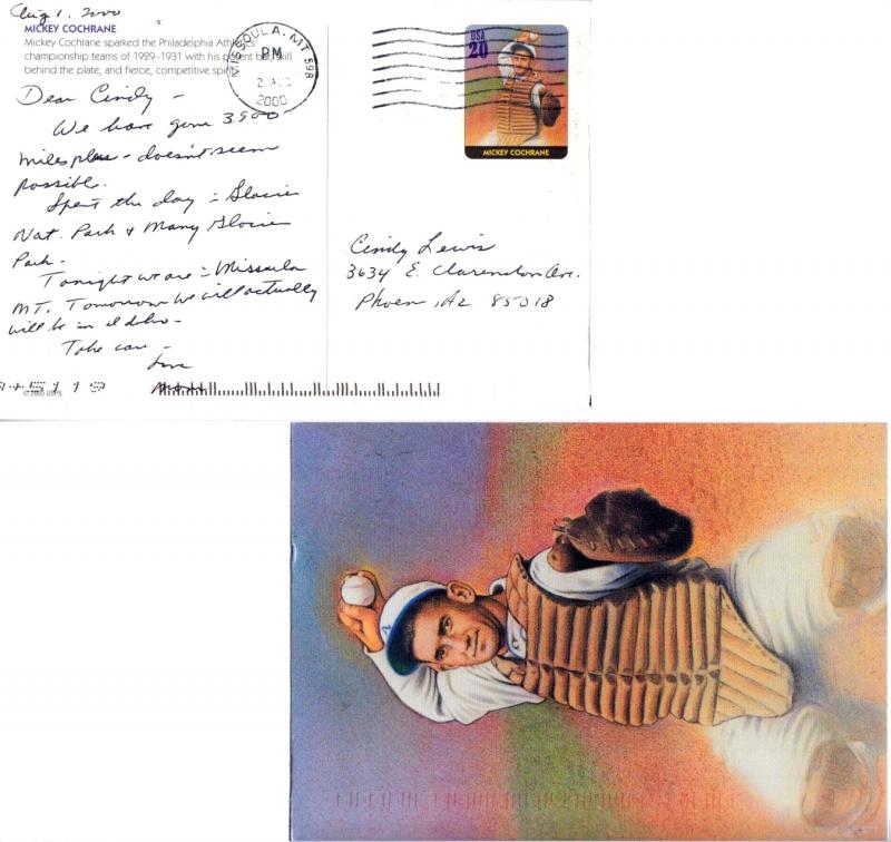 United States U.S. Government Postal 20c Mickey Cochrane Legends of Baseball ...