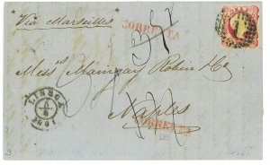 P2889 - PORTUGAL, 1861 MUNDOFIL NR. 13 ON FULL LETTER TO ITALY, 1861,-