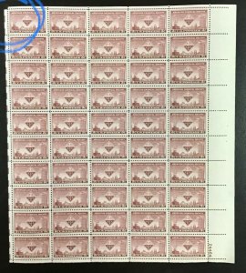 1002  Chemical Society, 75th Anniversary MNH 3 c Sheet of 50 FV $1.50  1951