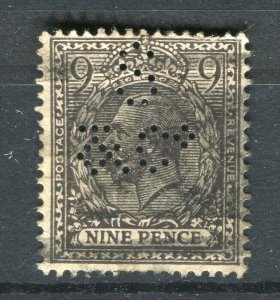 BRITAIN; Early 1920s GV issue fine used 9d. value + PERFIN