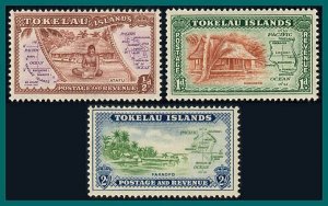 Tokelau 1948 Definitives, MNH #1-3,SG1-SG3