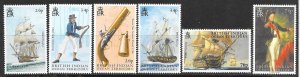 BRITISH INDIAN OCEAN TERRITORY Sc 297-303 NH SET+S/S OF 2005 - SHIPS - WAR