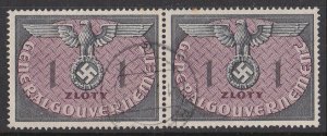 POLAND GENERAL GOVERNMENT 1940 1z fine used pair............................P727