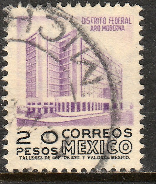 MEXICO 931, $20Pesos 1950 Def 2th Issue WMK 300 USED. F-VF. (1424)