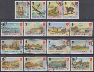 ISLE of MAN Sc # 12-27 CPL USED SET of 16 - ISLE of MAN LANDMARKS