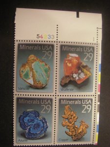 Scott 2700-2703 or 2703a, 29c Minerals, PB4 #54233 1 UR, MNH Commemorative Beaut