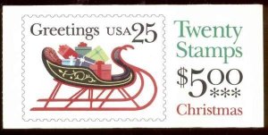 1989 Christmas Sleigh 25c BK168 Sc 2429a (2) plate number 1111