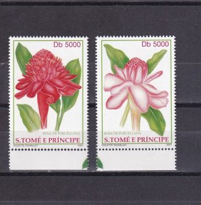 SA07b Sao Tome and Principe 2001 Porcelain Roses mint stamps