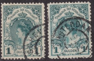 Sc# 83a 83 Netherlands 1898 Queen Wilhelmina 1 gulden type 1 & 2 used $242.50