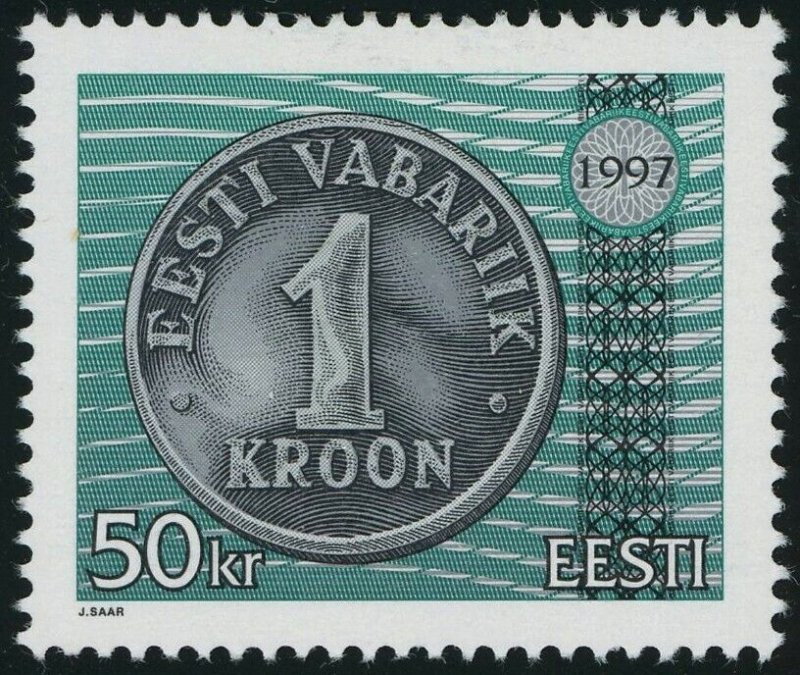 Estonia #327 One Kroon Coin 50K Postage Stamp Europe 1997 Mint LH