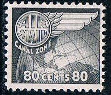 Canal Zone C26, 80c Globe and Wing, Airmail single, MH, F-VF