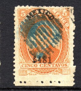 Mexico 1881 Juarez 5¢ Orange 5481 MEXICO Thick Hard Paper MX474