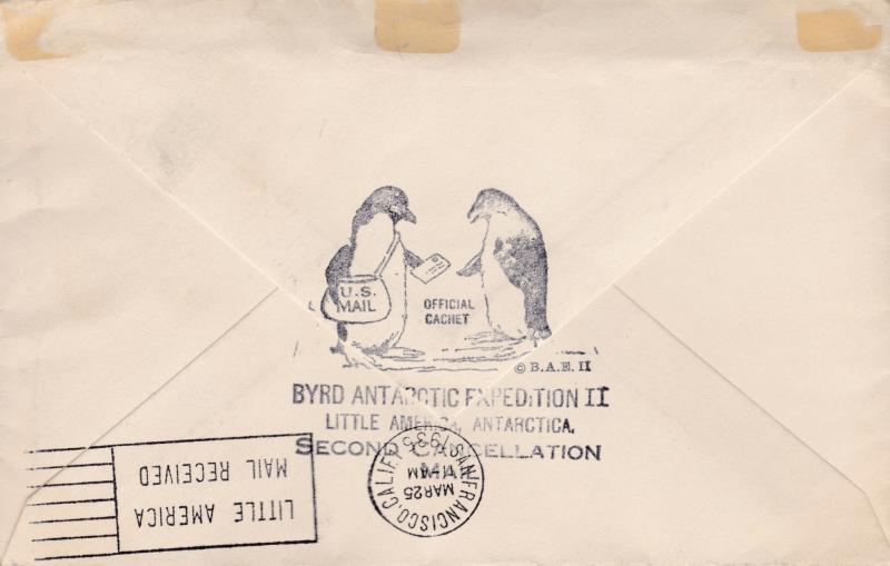 Little America Antarctica 1935 Second Cancel Polar Byrd Sheet Cover F/VF