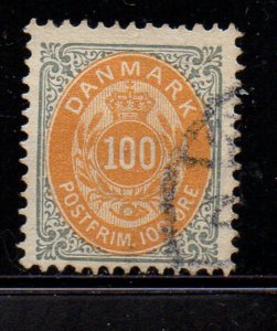 Denmark Sc 34 1877 100 ore gray & orange stamp used