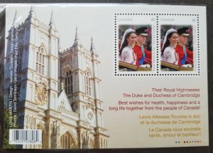 *FREE SHIP Canada Royal Wedding Day 2011 William Kate (ms Abbey) MNH