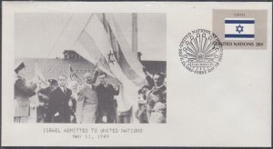 UNITED NATIONS Sc # 402.1 FDC UN ISRAEL FLAG STAMP with FLAG BEING HOISTED at UN