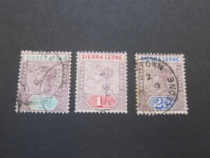 Sierra Leone 1896 Sc 34,35,38 FU